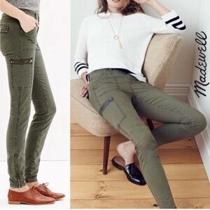 Madewell Green Skinny Cargo Jeans Ankle Zip Cotton/Spandex - NWOT - Size 24